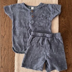 Blue Textured Kids' Outfit